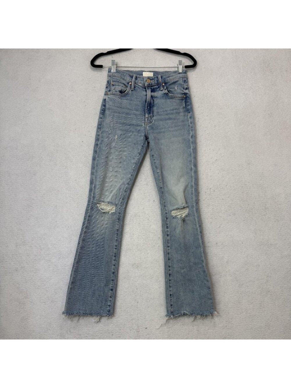 Mother Jeans Womens 24 Blue Insider Flood Fray High Rise Bootcut Crop Raw Hem
